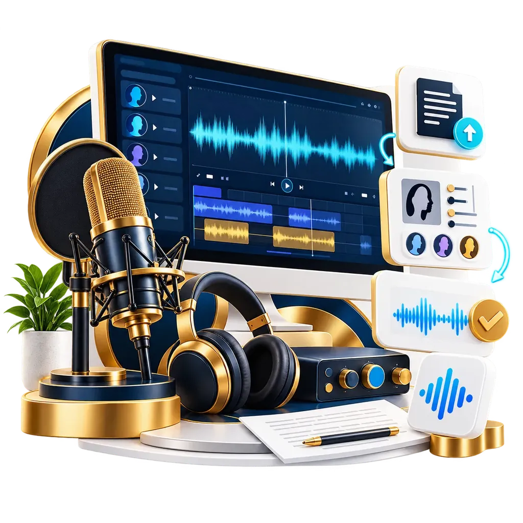 AI voiceover services illustration by Nexus Development Solutions