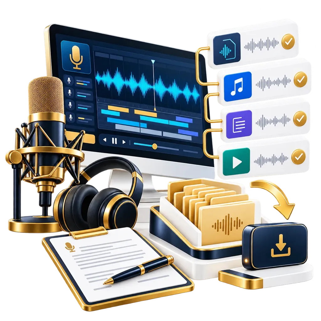 Voiceover audio files and mix illustration