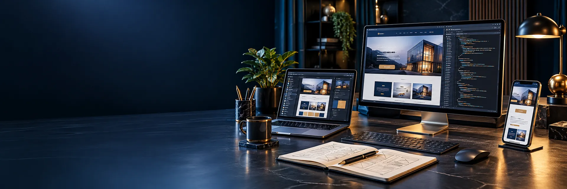 Professional business website on laptop