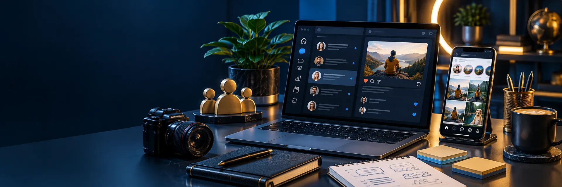 Social media inbox with replies and messages