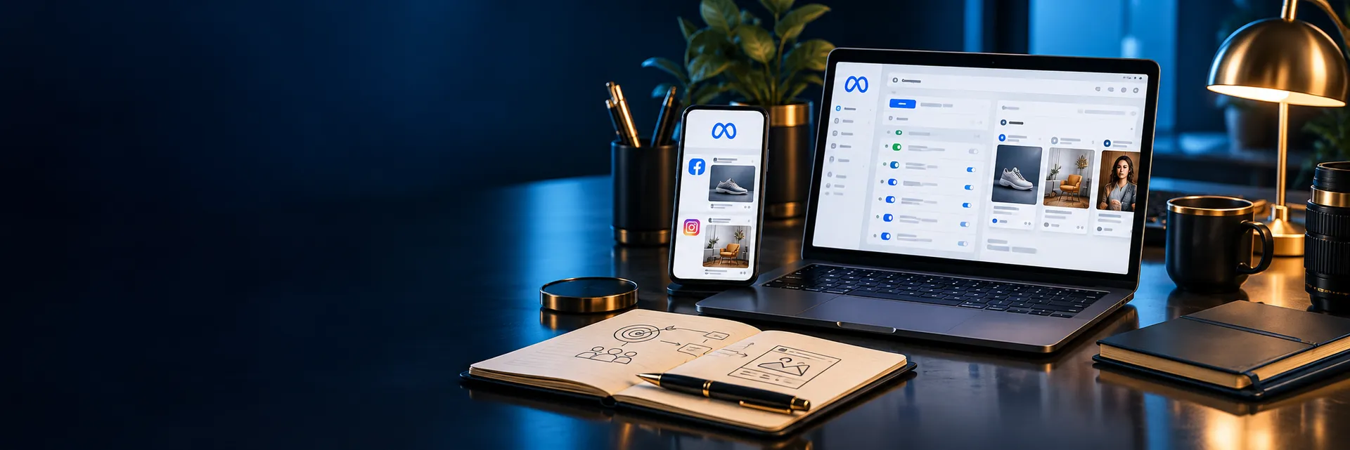 Facebook and Instagram ads campaign on phone