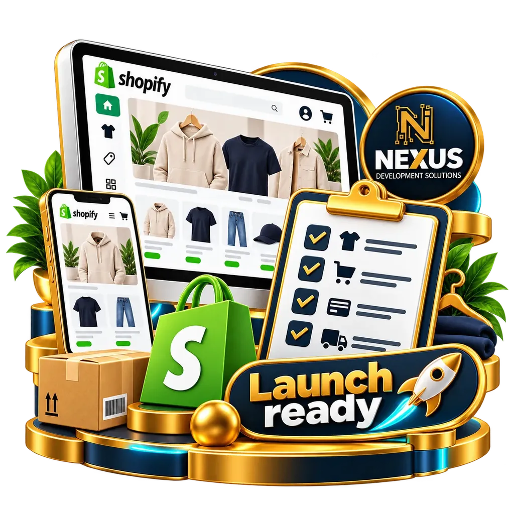 Launch-ready Shopify store illustration