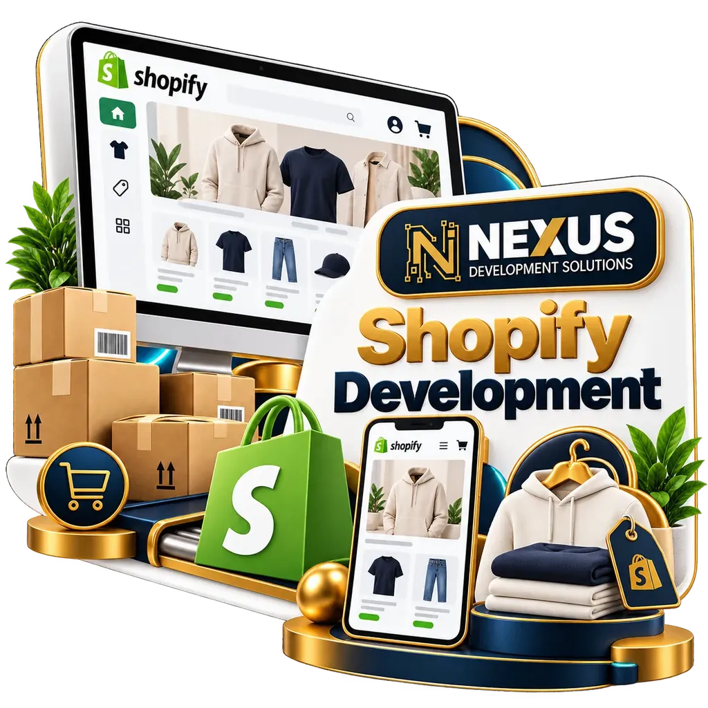 Shopify development illustration by Nexus Development Solutions