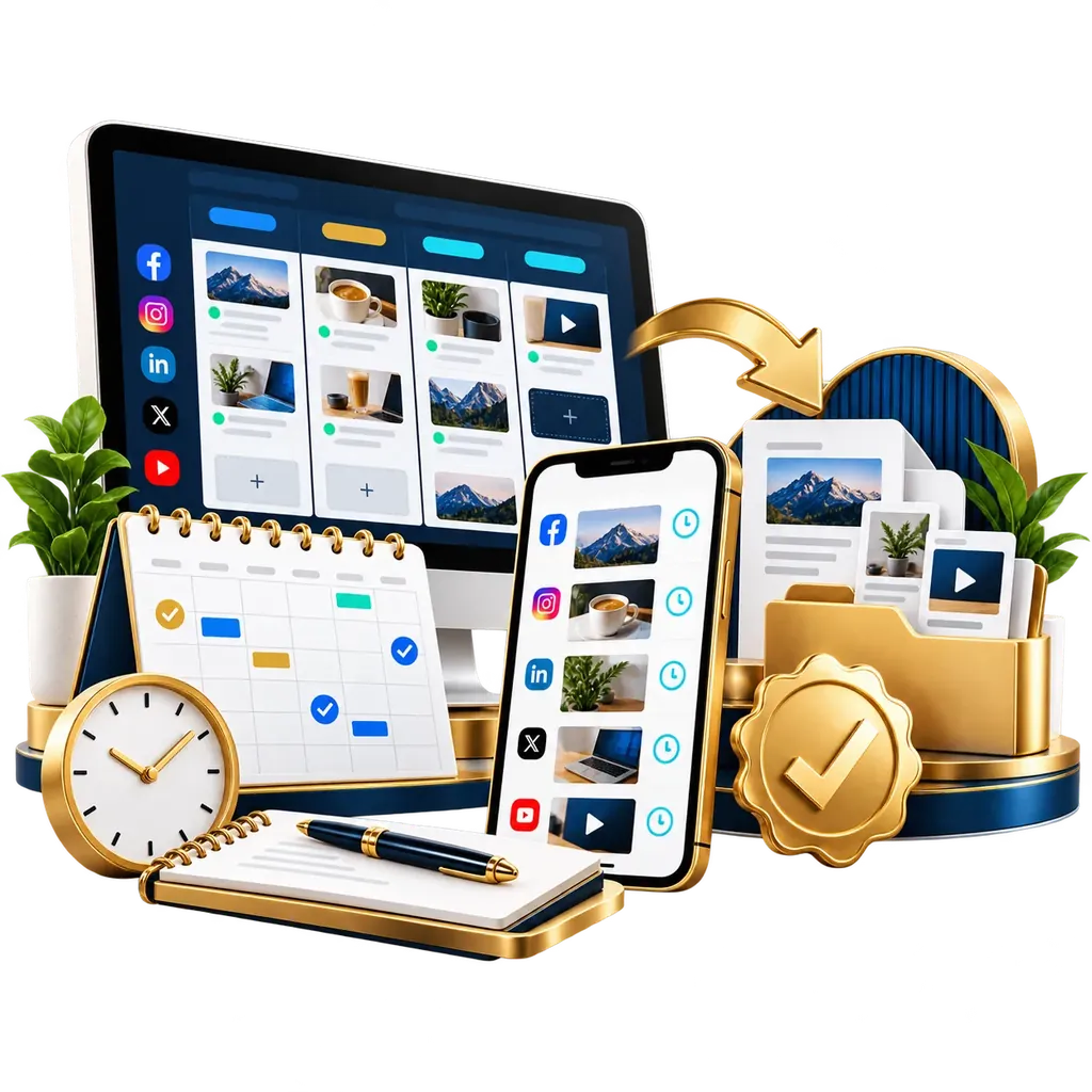 Content calendar with scheduled posts illustration