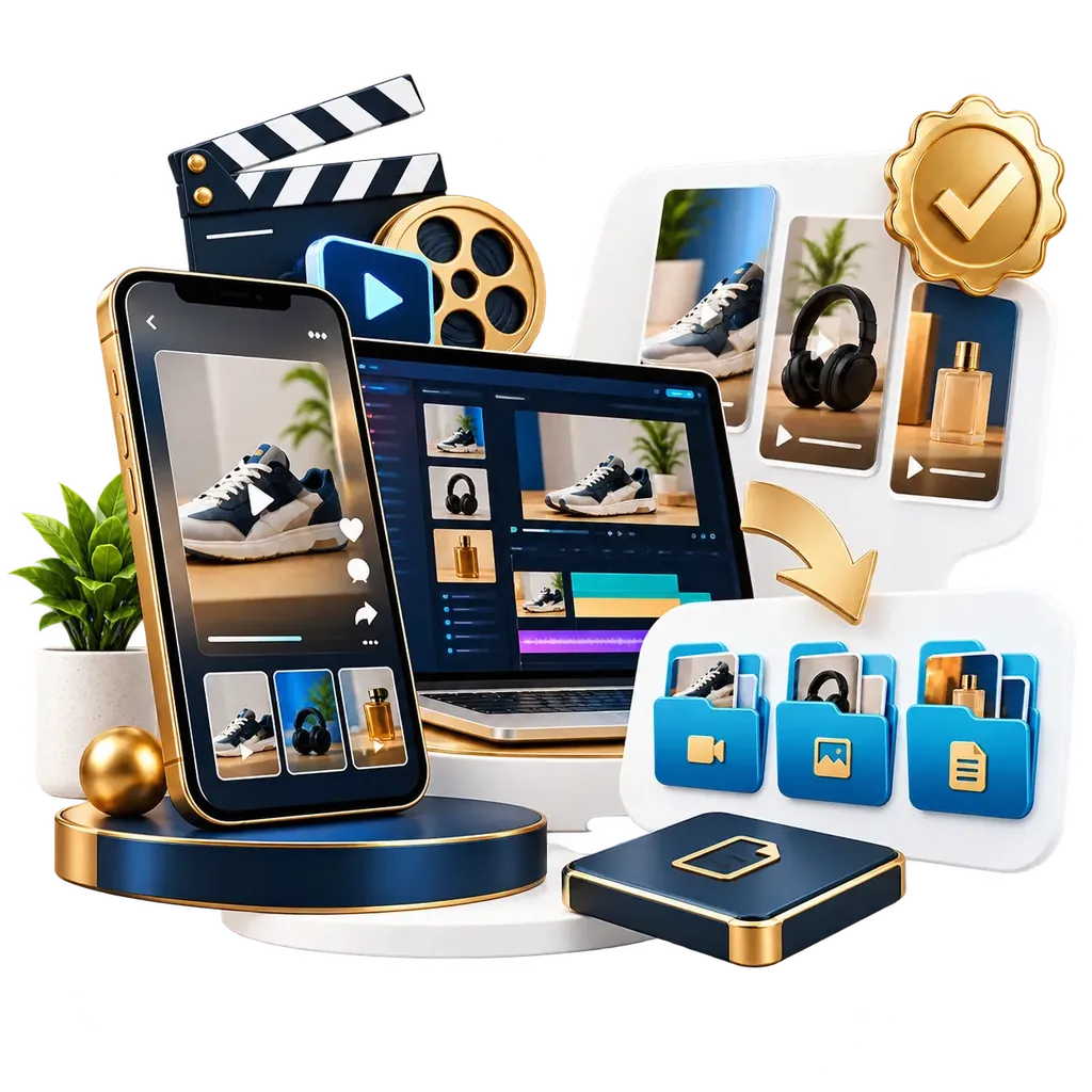 Batch of edited vertical videos illustration