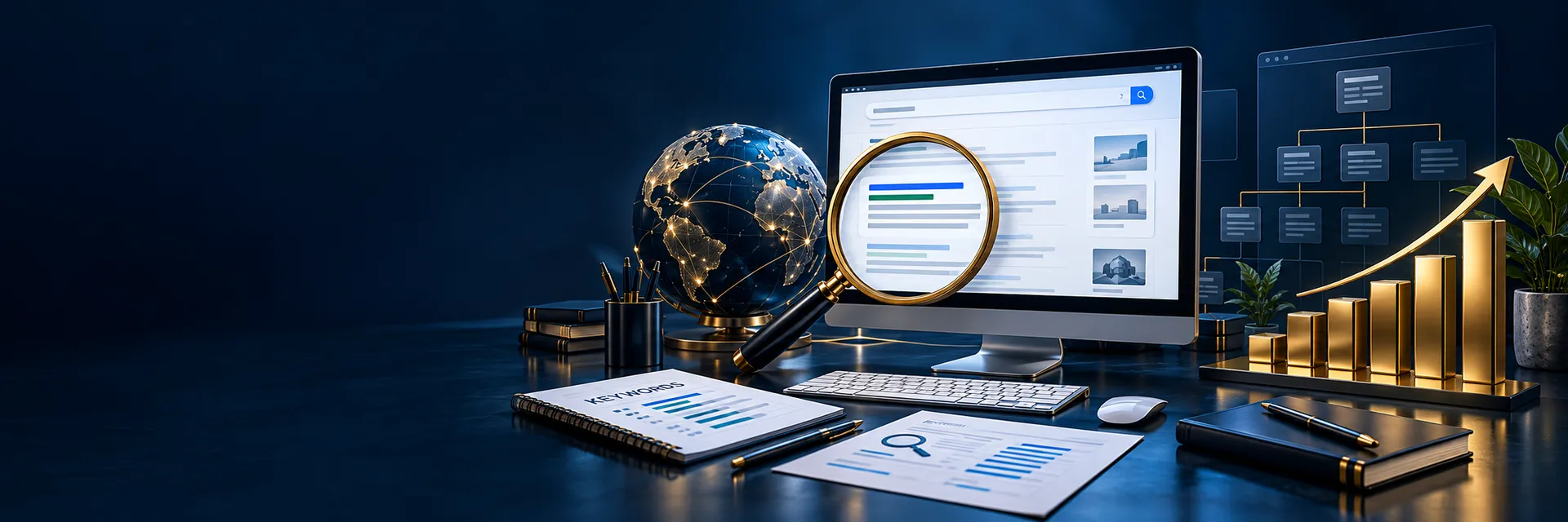 SEO analytics, search results and growth charts