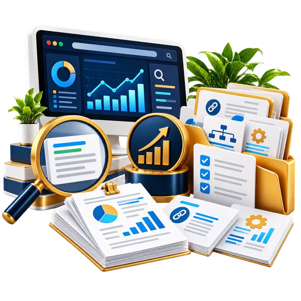 SEO report and keyword plan illustration
