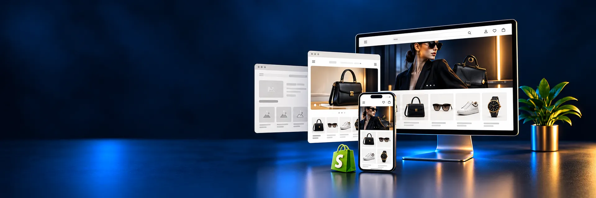 Redesigned Shopify storefront on screens