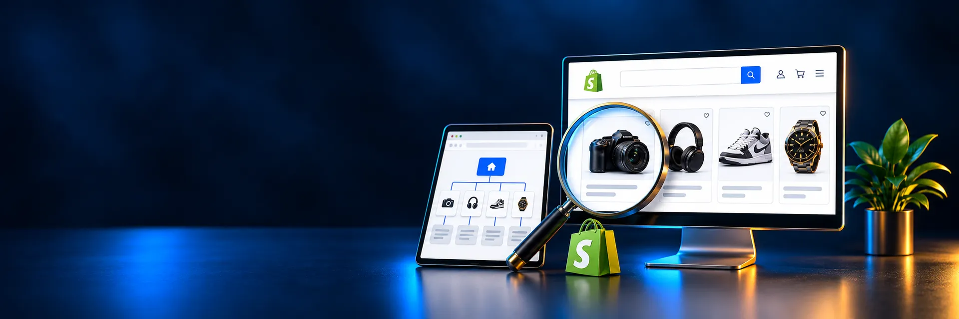 Shopify SEO growth charts and store pages