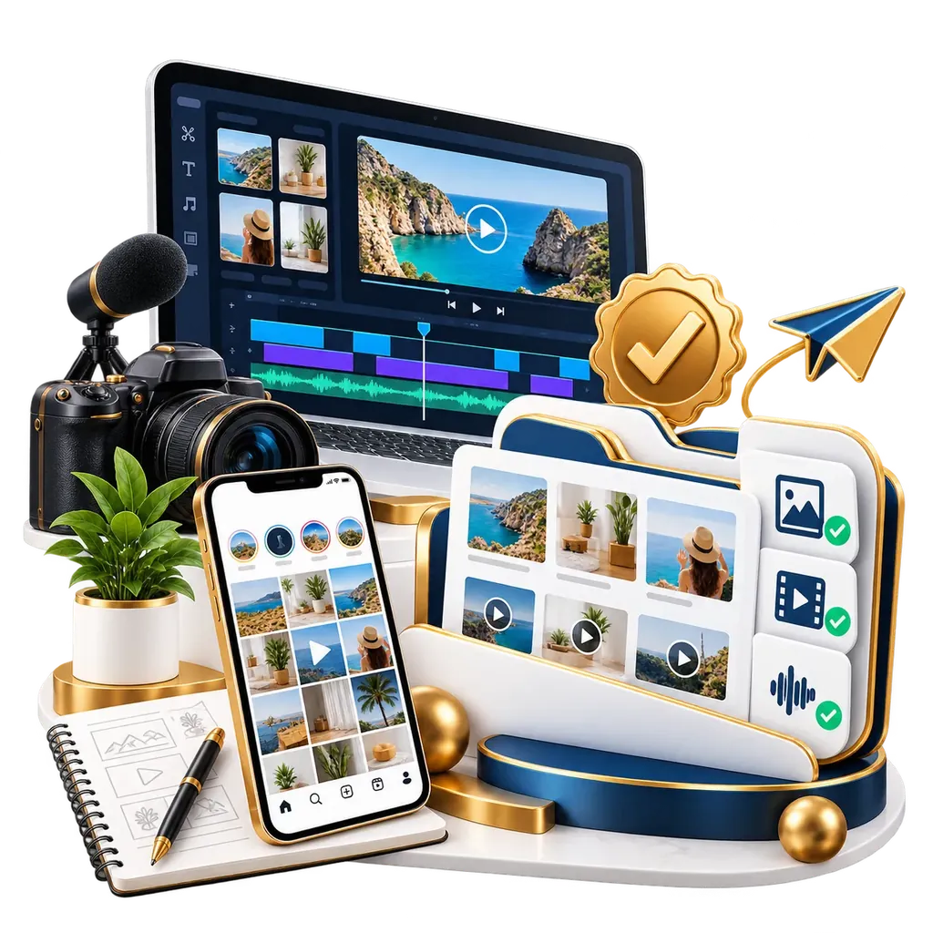 Batch of branded social posts illustration