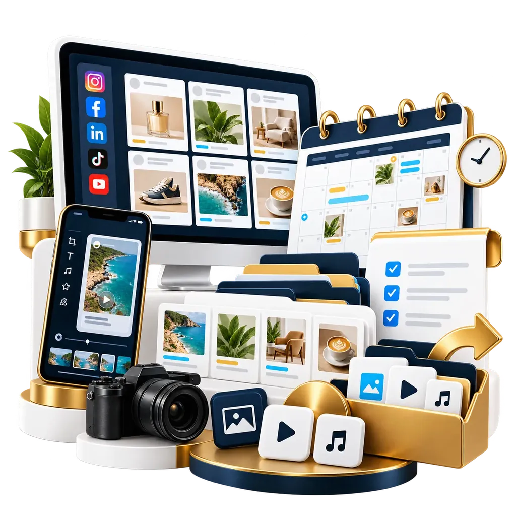 Content pillars and calendar illustration