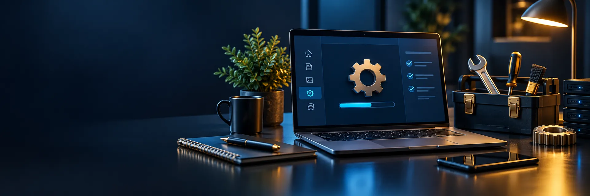 Website maintenance dashboard with updates and backups